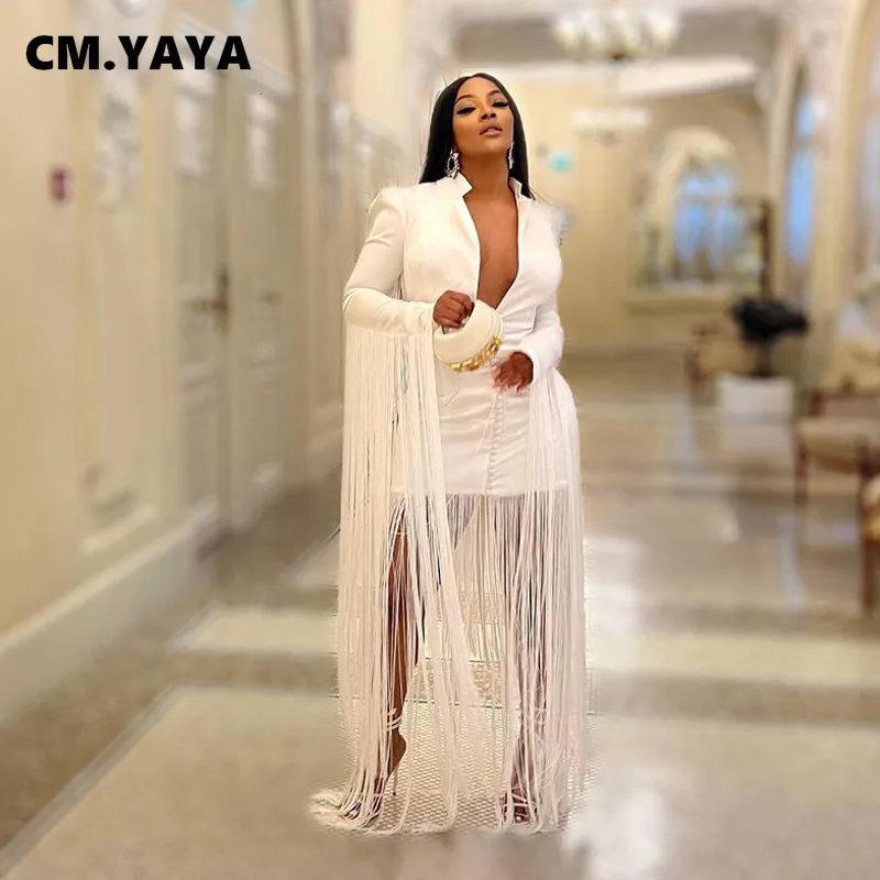white long sleeve tassel hem drape detail bodycon dress Shop Plus White Long Sleeve Tassel Hem Drape Detail Bodycon Dress Online in Bahrain