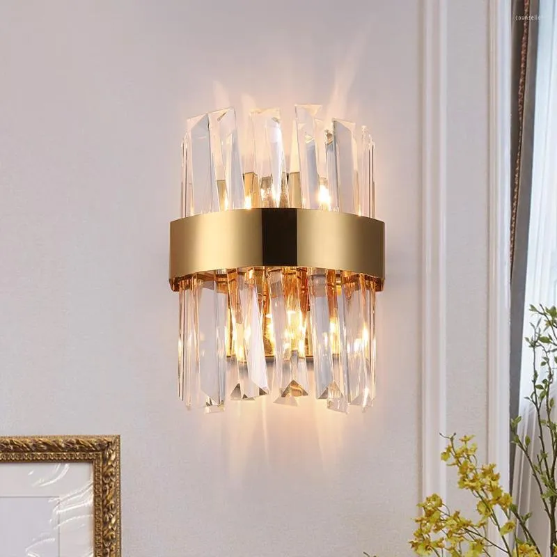 Vägglampor Moderna LED Crystal Sconces Högkvalitativ krom guld svart för sovrum sovrum belysning heminredning ljusarmaturer