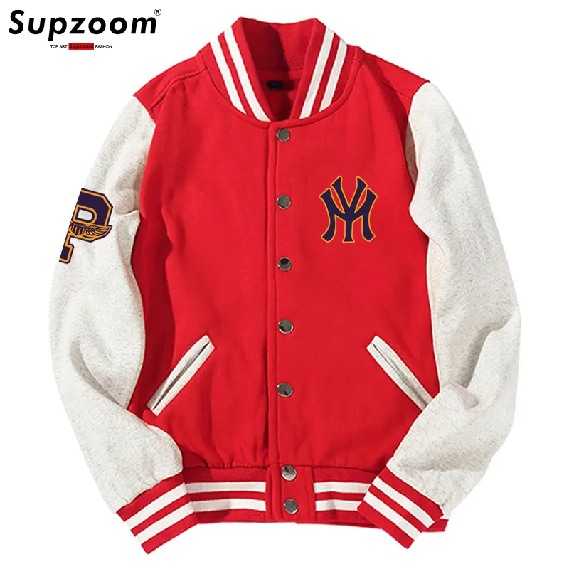 Mens Jackets Supzoom Aankomstbrief Rib Mouw Katoen Top Fashion Single Breasted Casual Print Baseball Jacket Losse Cardigan Coat 230327
