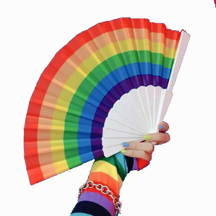 Folding Spain Rainbow Pride Festival Style Hand Fan Dance Wedding Party