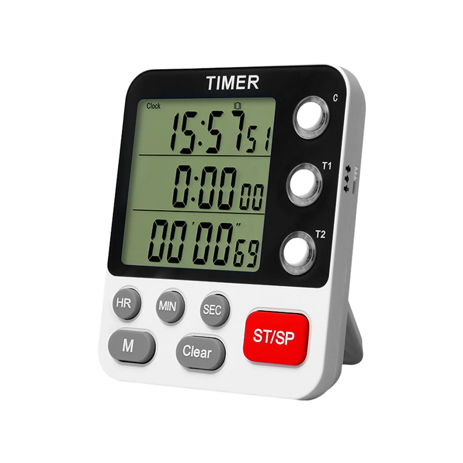 Kitchen Timers Kitchen Timer 3 Channels Magnetic Countdown Stopwatch Timer With Big Digit Back Stand Hole Digital Kitchen Timer For Cooking 230328