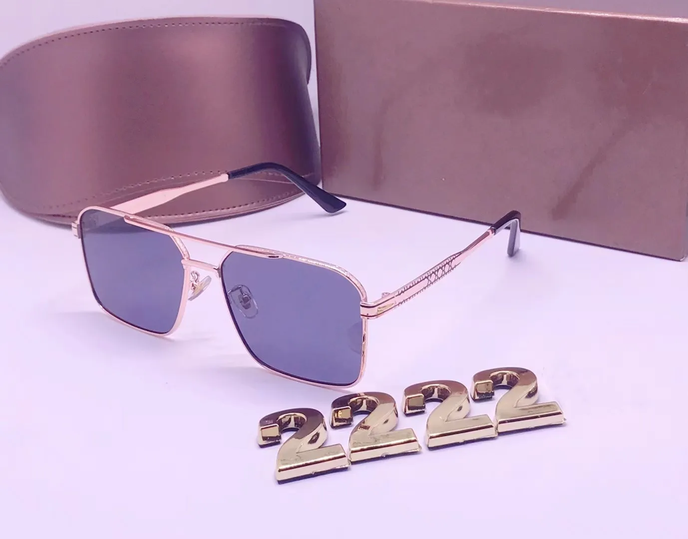 Óculos de sol Link Lente Lente Black Gold Logo Unisex Sun Glasses Men Mulheres Man Men Mens Sunglasses Fashion UV400 Protection w/caixa de caixa22224