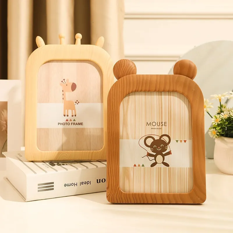 Frames Quality Vintage Po Frame Home Decor Retro Wooden Children Cartoon Recommendation Pictures Gift Baby Room 230328