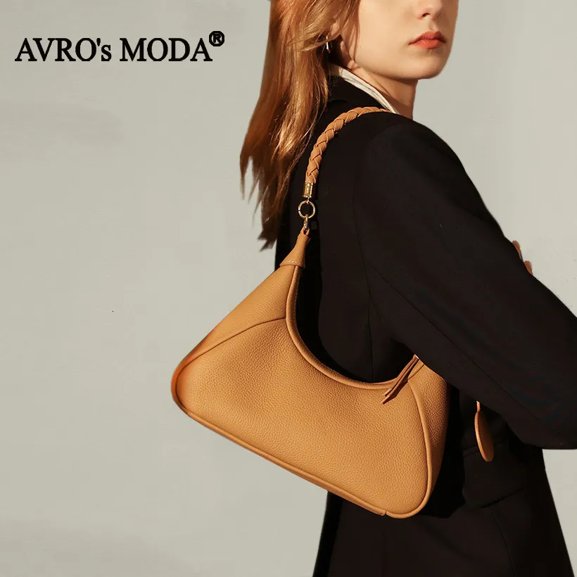 Bolsas de noite Avro S Moda Brand Fashion Leather Genuine for Women Luxury Designer feminino Mensageiro Hobos Hobos Bolsa de zíper 230328