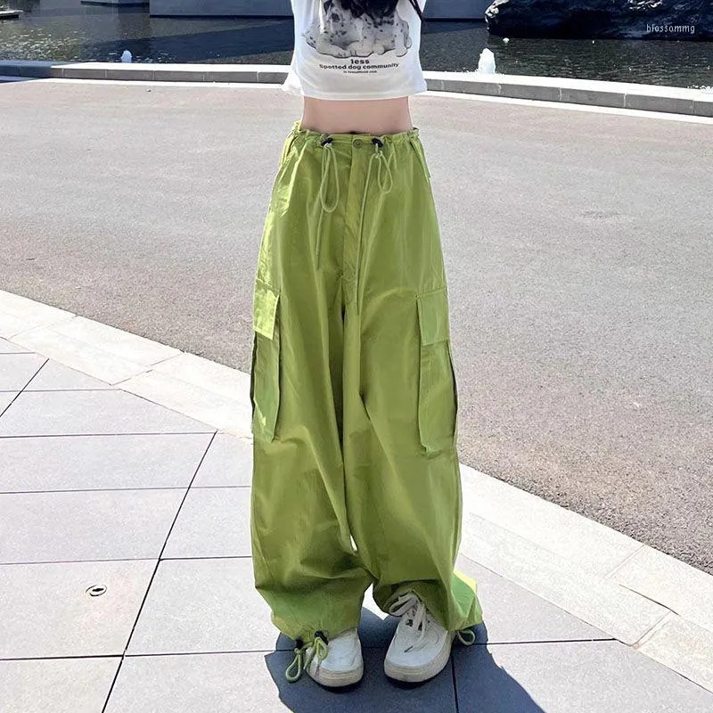 Women's Pants Leisure Trend Women's Overalls High Street Ins Hip-Hop Pocket Y2K Japanese Retro Neutral Wind Loose Leg Straight Wide-Leg