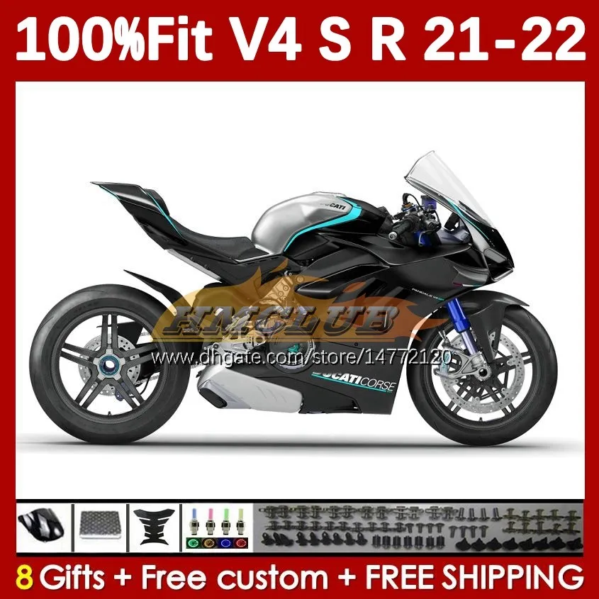 Motorcycle Fairings For DUCATI Street Fighter Panigale V4S V4R V 4 V4 S R black stock blk 2018-2022 Body 167No.48 V-4S V-4R V4-S V4-R 21 22 2021 2022 Injection Molding Bodywork