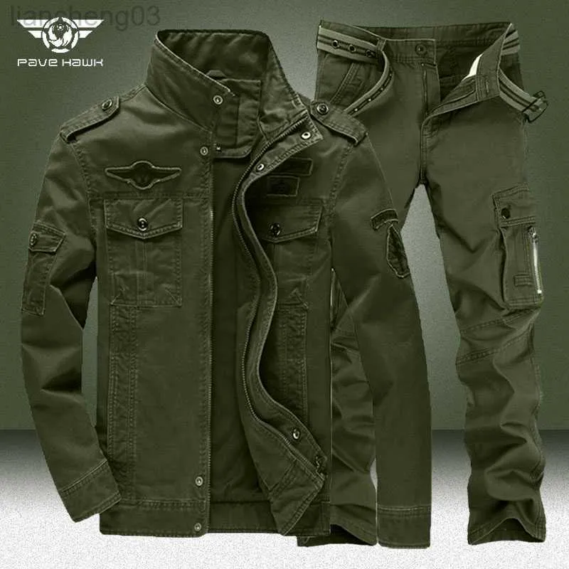 Men's Tracksuits Military Airsoft Clothes Sets Men Multi-pocket Cargo Jackets Pants Paintball Suits Windproof Bomber Tactical Coats Set Size 6XL W0328