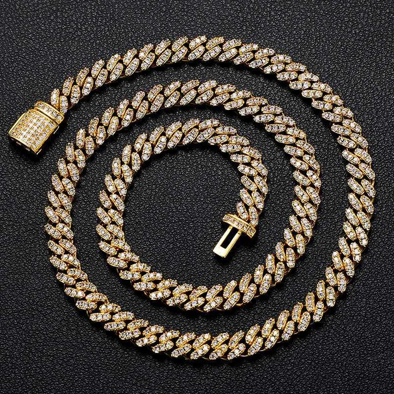 Jewelry Hip Hop Women's 6mm 18k Gold Plated Zircon Iced Out Thin Cuban Link Chain Necklace