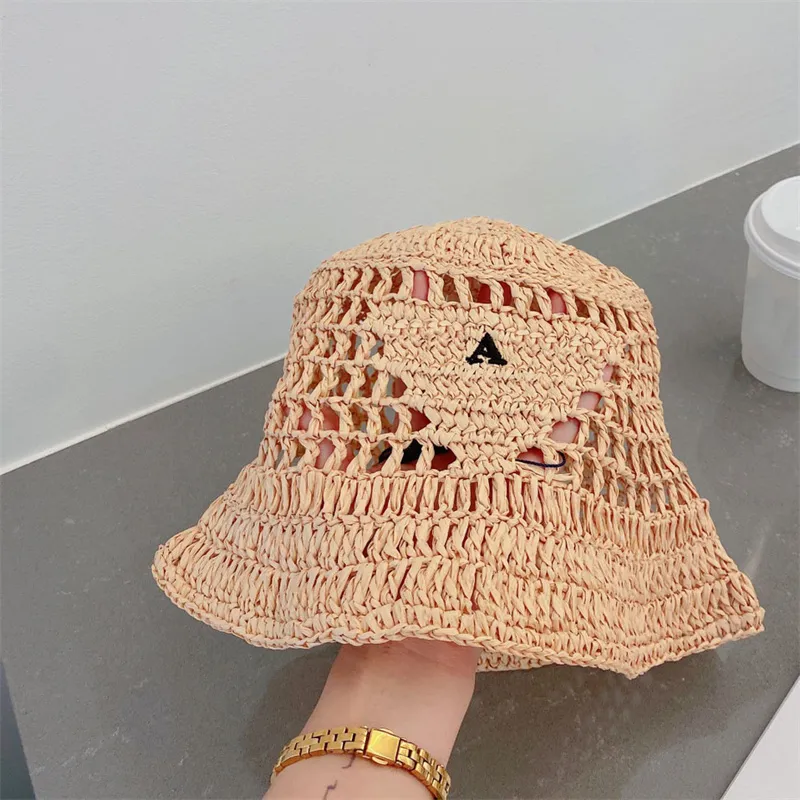 Designer Womens Bucket Hat Cap Pour Hommes Femmes Casual Outdoor Beach Voyage Lettre P Tricoté Casquette SunHat Chapeau De Paille Dames Bucket Caps