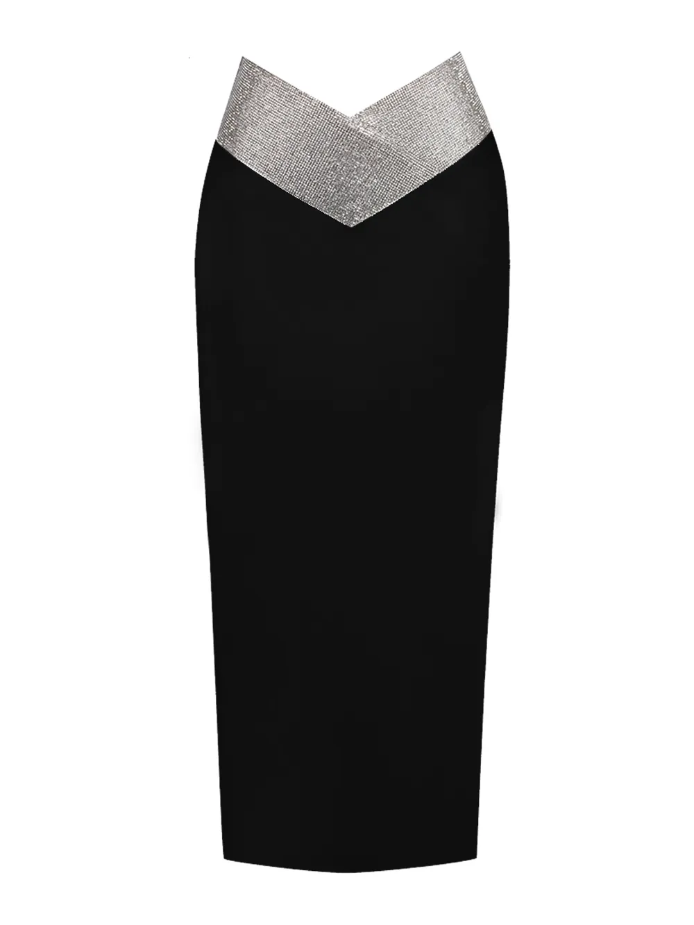 Rokken Vrouwen Crystal Diamonds Wit Zwart Bodycon Midi Bandage Rok Designer Hoge Taille Party Club Kokerrok 77 cm 230327