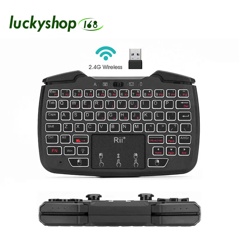 Rii RK707 three-in-one multi-function 2.4GHz wireless keyboard portable game handle 62-key rechargeable keyboard and mouse combination