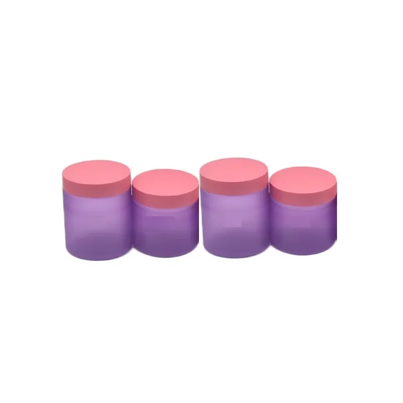 Coperchio in plastica rosa Bottiglia riutilizzabile in plastica Gelo opaco Vasi in PET viola Contenitore imballaggio cosmetico portatile Vasi crema gli occhi vuoti 100 ml 120 ml 150 ml 200 ml 250 ml