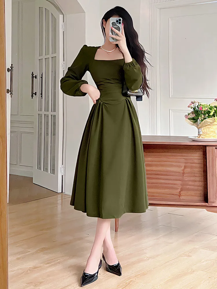 cheap casual dresses with sleeves Newshows Womens Long Sleeve Casual Dresses 2025 Business Work Teacher Fall Church Belted A Line Flowy Midi Dress(Army Green-1,Small) at Amazon Women's Clothing store