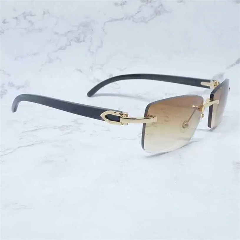 Top gafas de sol de diseño de lujo 20% de descuento cuadrado genuino cuerno de búfalo gafas de sol para hombre gafas de sol sin montura vintage gafas de mujer