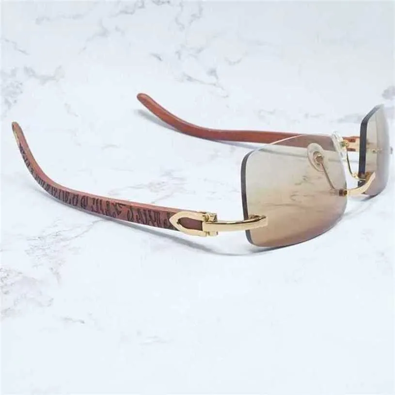 Top Luxury Designer Lunettes de soleil 20% de réduction sur bois Carve Stripe Marron Bois Veines Lunettes Marque Shades Mode Vintage Sunglass Gafas De SolKajia