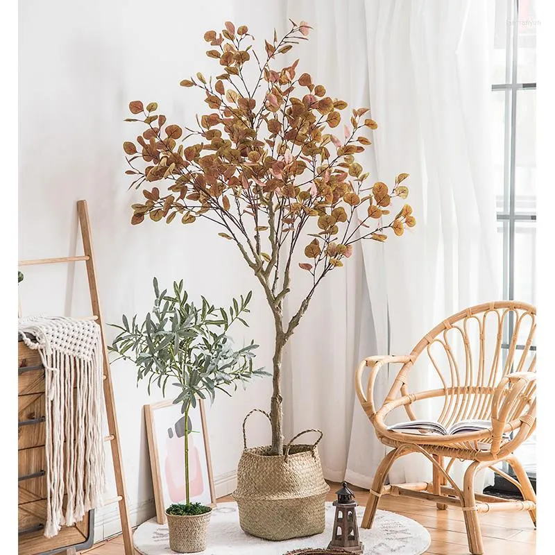 Fleurs décoratives d'intérieur et d'extérieur, plantes artificielles d'eucalyptus vert en pot, grands accessoires de décoration pour la maison