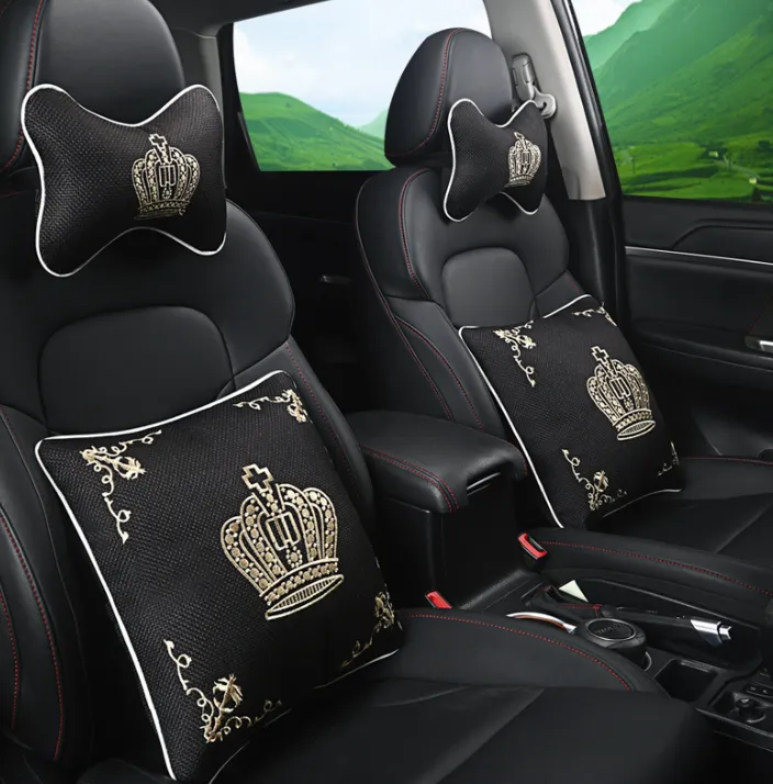 Quality Automotive Headrest Car Pillow Color Linen Crown Neck Pillow Lumbar Support Pillows Four Seasons Universal