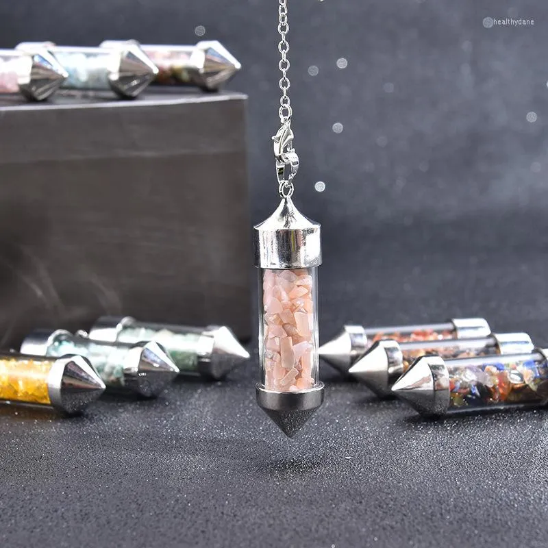 Hänghalsband reiki helande smycken naturlig stentråd wrap hexagonal ametysts kvarts kristall halsband pendel chakra pendulo