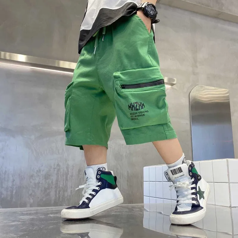 Shorts EACHIN Baby Boys Casual Solid Color Elastic Waist Boy Pants Summer Calf Length Kids Trousers Short Children Clothes 230327