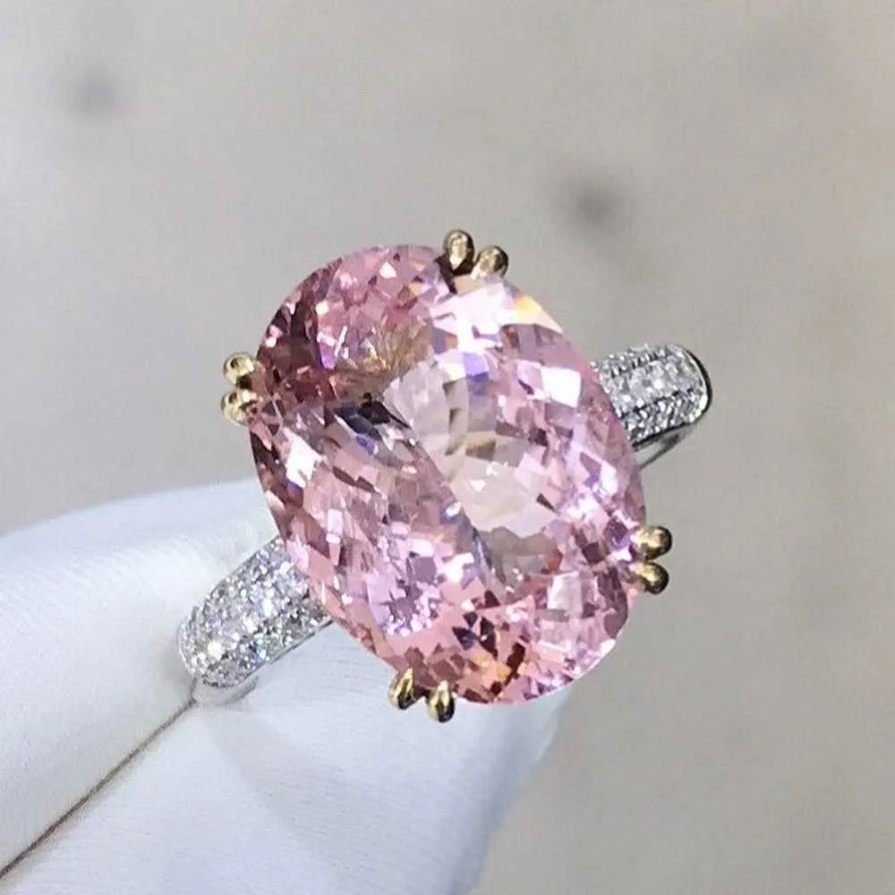 Anel de prata esterlina 925 com zircônia cúbica feminino anel de prata esterlina zircônia cúbica diamante rosa oval 4 quilates z0327