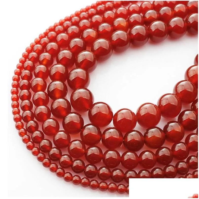 Pietra naturale rosso agat gemma corniola perline sparse rotonde 416mm onice collana fai da te adatta per gioielli che fanno consegna di goccia 202 Dhk3D