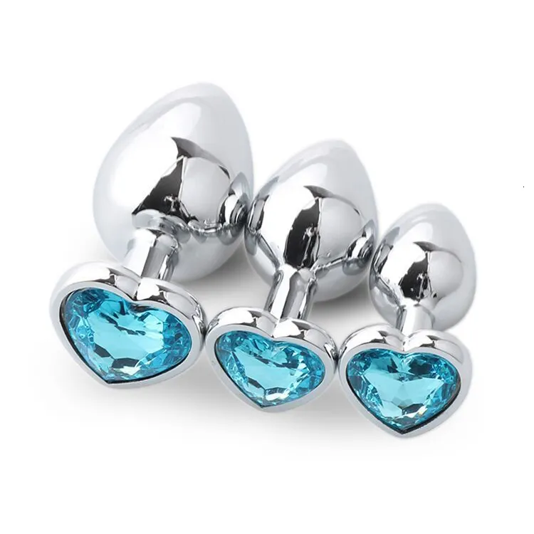 Zestaw 3 metalowych silikonowych diamentowych zatyczek analnych z seks-zabawkami dla kobiet i mężczyzn, par i dorosłych._voghion.com