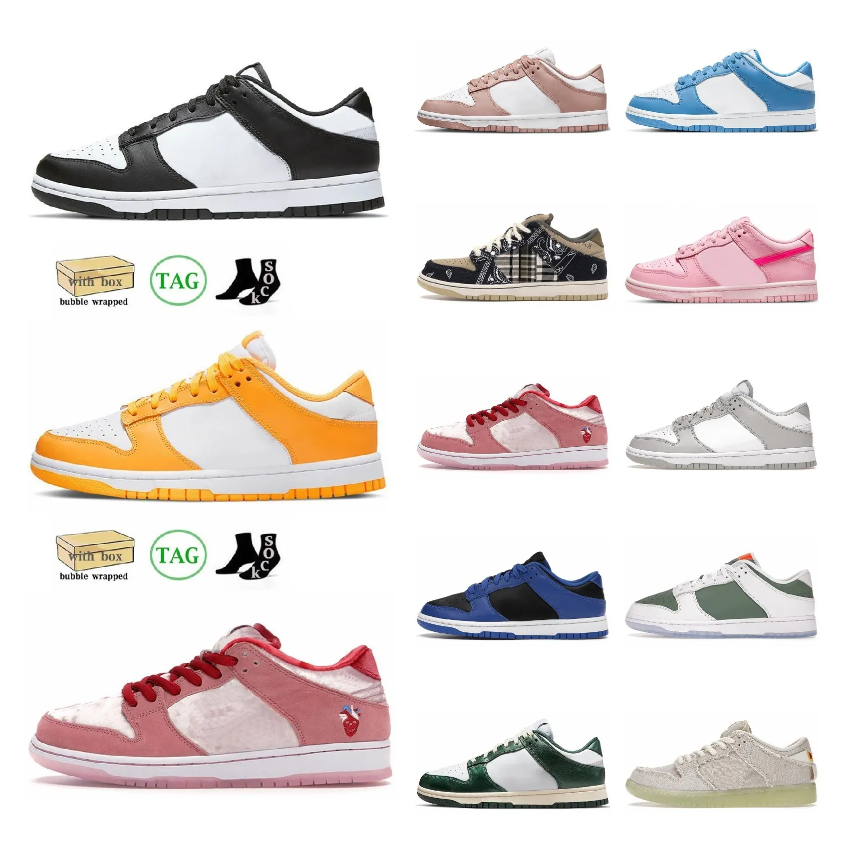 Dunks Casual Shoes Designer Sneakers Panda Pink White Black Unc Grey