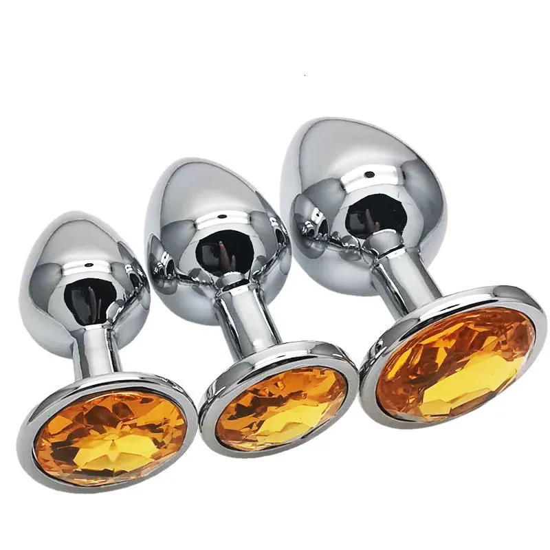 Zestaw 3 metalowych silikonowych diamentowych zatyczek analnych z seks-zabawkami dla kobiet i mężczyzn, par i dorosłych._voghion.com