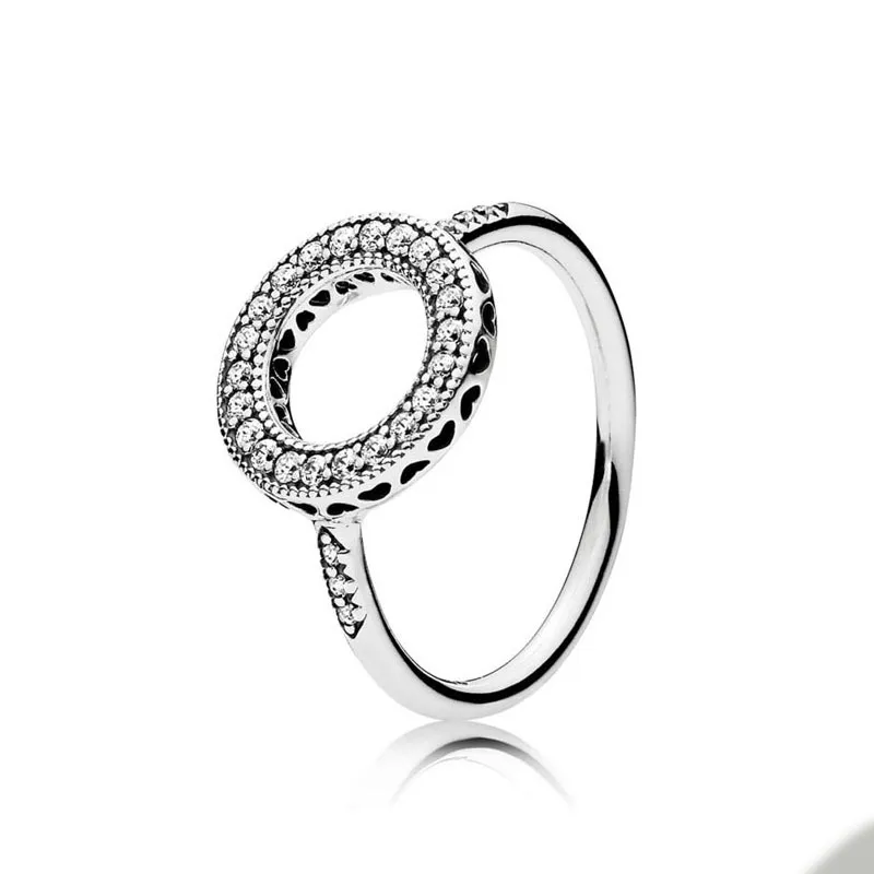 Bague Halo scintillante en argent sterling véritable pour Pandora, bijoux de créateur de mariage en diamant CZ pour femmes, cadeau de petite amie, bague d'amour avec boîte d'origine