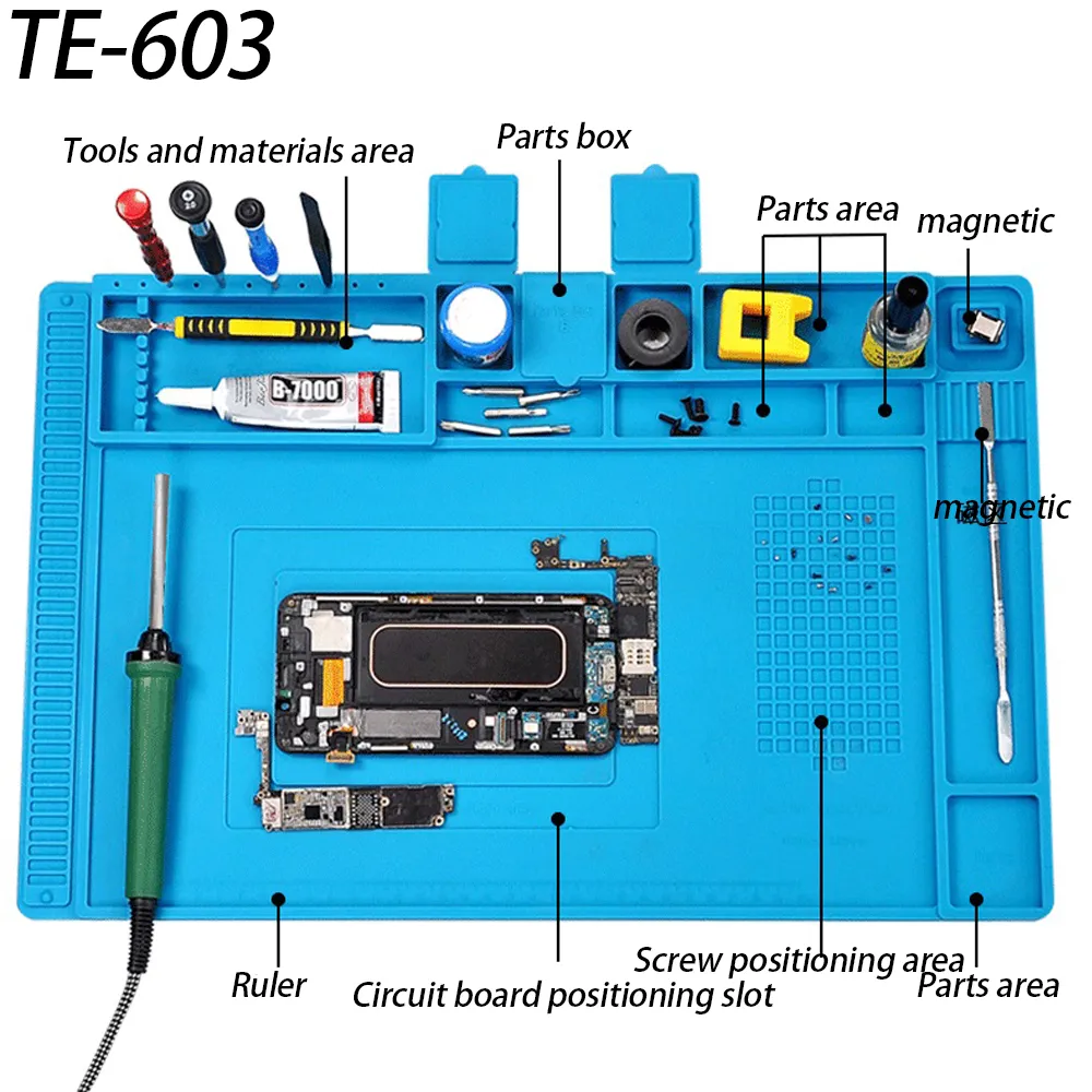 ESD Antistatic Soldering Station Silicone Soldering Mat Heat Resistant Insulation Work Mat Kit Repair Pad Maintenance Platform