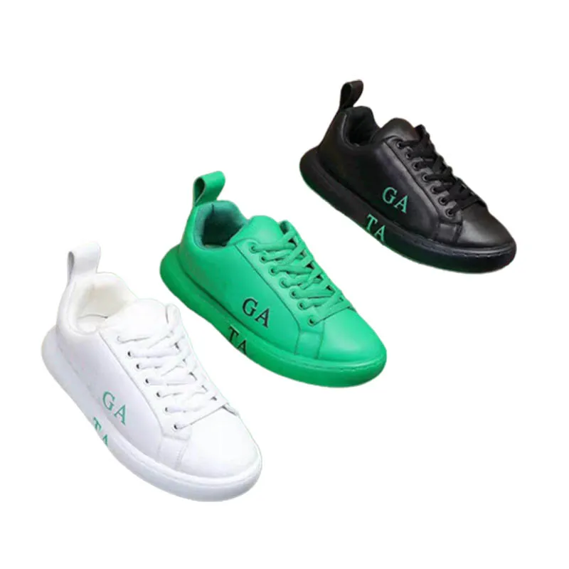 Designer Men Sneaker Low Top Pillow Platform Sapatos de couro genuíno Sapato de corrida Black White Green Boy Fashion Trainer Tamanhos 40-45