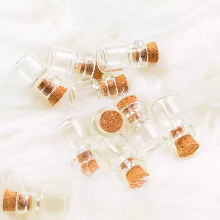 0.5ML 10X18X5MM Small Mini Clear Glass Cork Vials with Wood Stoppers/ Message Weddings Wish Jewelry Party Favors Bottle Tube