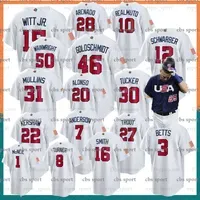 2023 Men World Baseball Classic Team USA Jersey WBC Mike Trout Bobby Witt Jr. Nolan Arenado Clayton  Realmuto Betts Tucker Schwarber Goldschmidt Women Kids