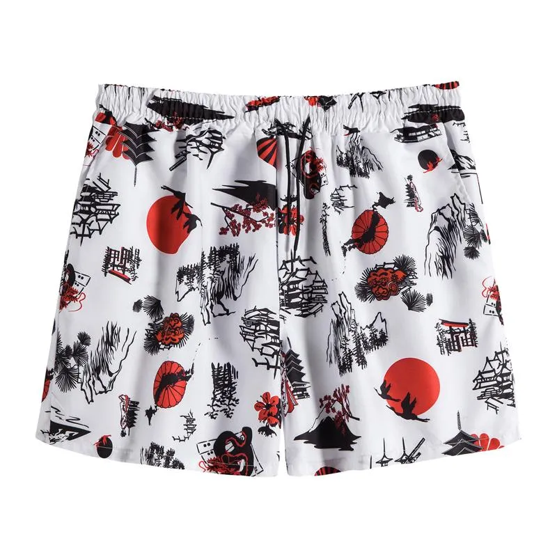 Men's Shorts Inch Inseam Swim Trunks Men Summer Short Pant Printed Loose Tether Pocket Board Casual Beach FashionMen's
