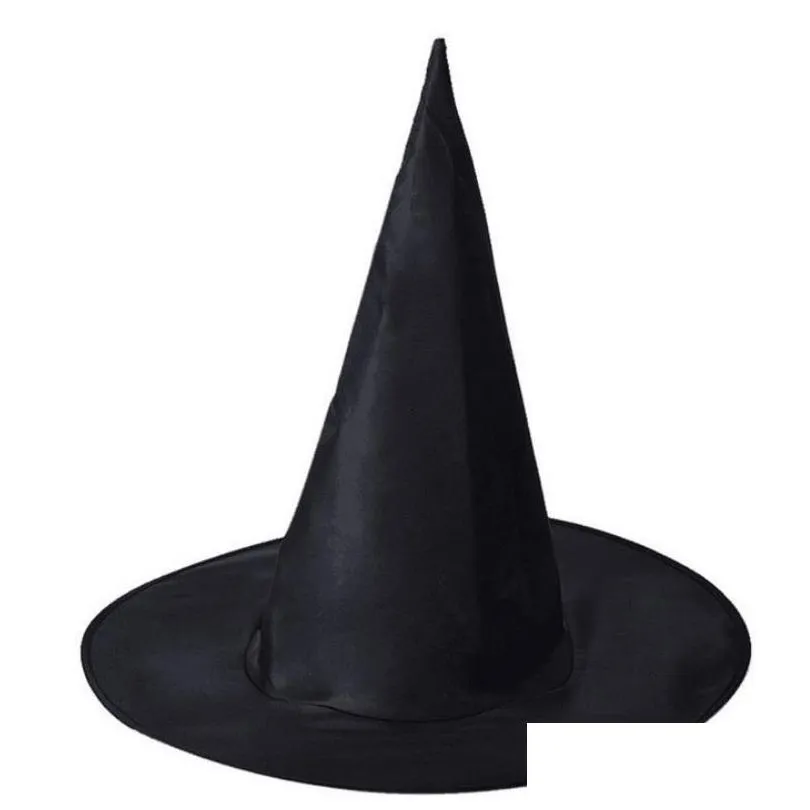 Chapeaux de fête Cosplay Props Magic Hat Sorcière Assistant Adt Femmes Hommes Costume Noir Oxford Spire Cap Ga384 Drop Delivery 202 Dh7Xv