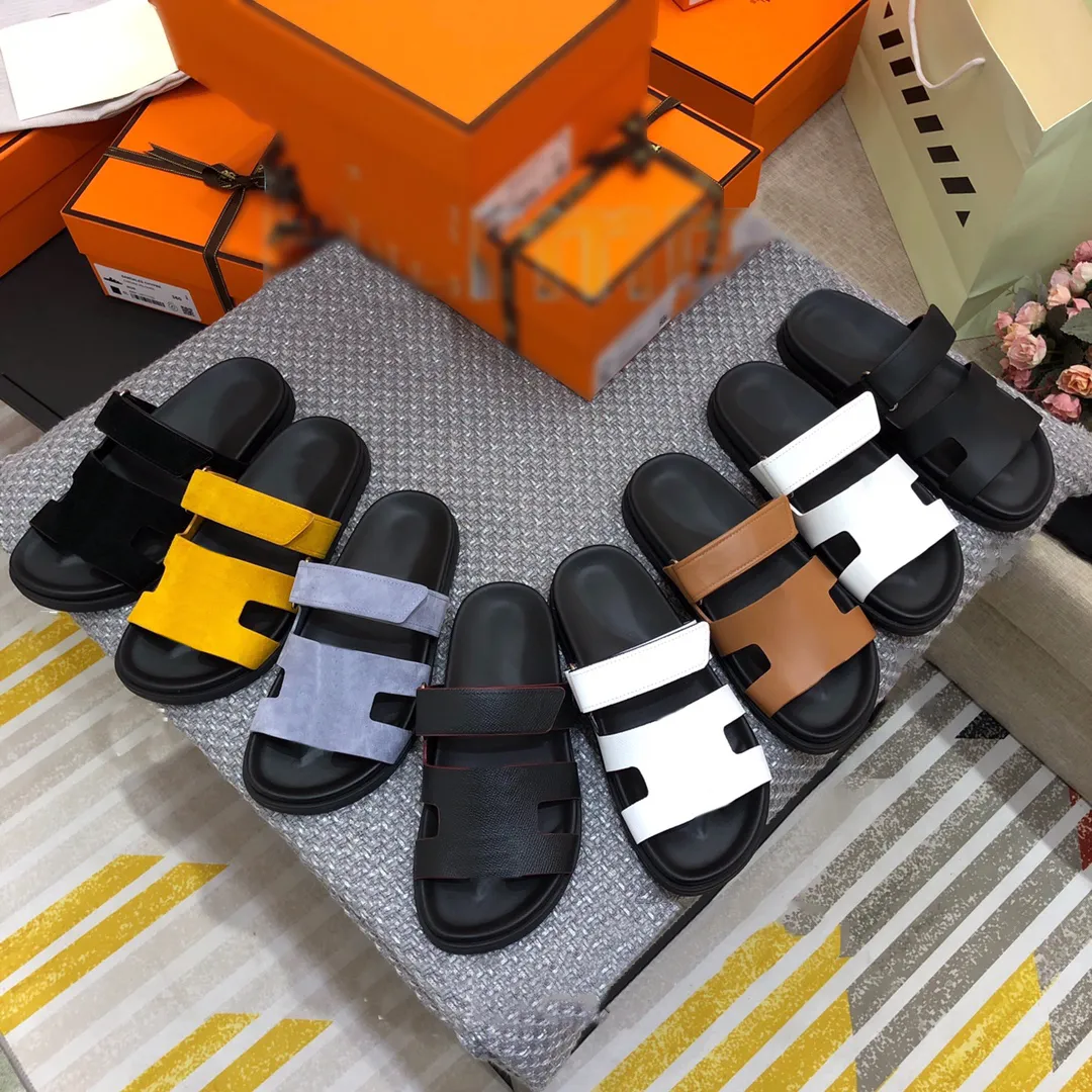 Klassieke mannen dames slipper varkens neus buiten slipper sandalen dik opgelicht lederen strand sandalen flatform modeontwerper lente zomer vintage slippers maat 35-40