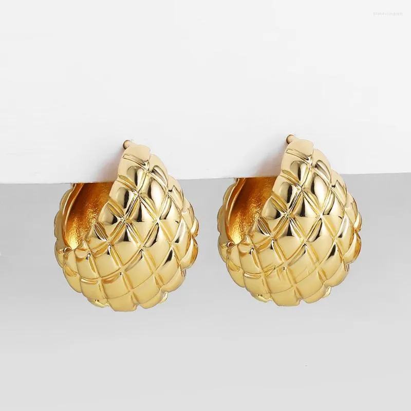 Hoopörhängen kreativ ananasform chunky för kvinnor guldpläterad rund cirkel bred tjock uttalande smyckespresent