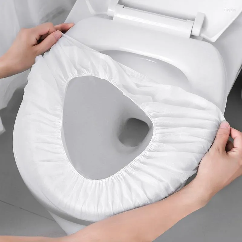 Tuvalet koltuğu kapaklar 5/10 adet tek kullanımlık mat dokuma olmayan kağıt su geçirmez otomatik el kapağı butik annelik