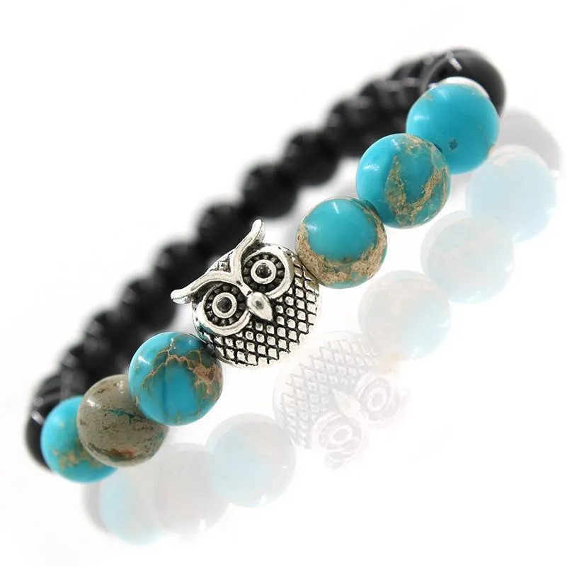 Beaded Owl Natural Stone Beads Bracelet Bangle For Men Women Stretch Yoga Jewelry Fashion Accessories Gifts Lovers Drop Delivery Dhf6K