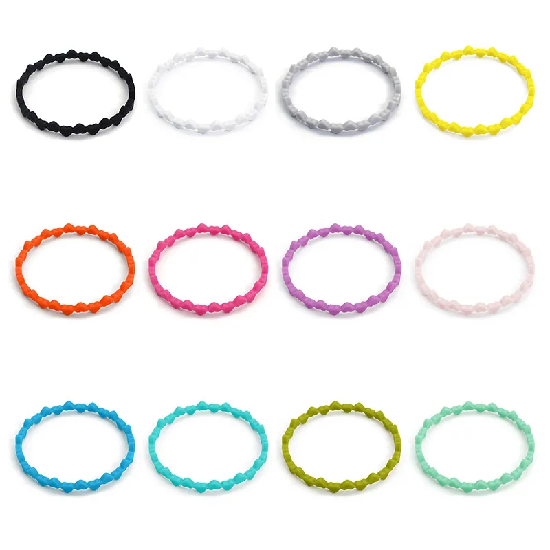 12 Color Silicone Bracelet Fashion Love Heart Shape Adult And Children Party Decoration Bracelets Creative Birthday Gift