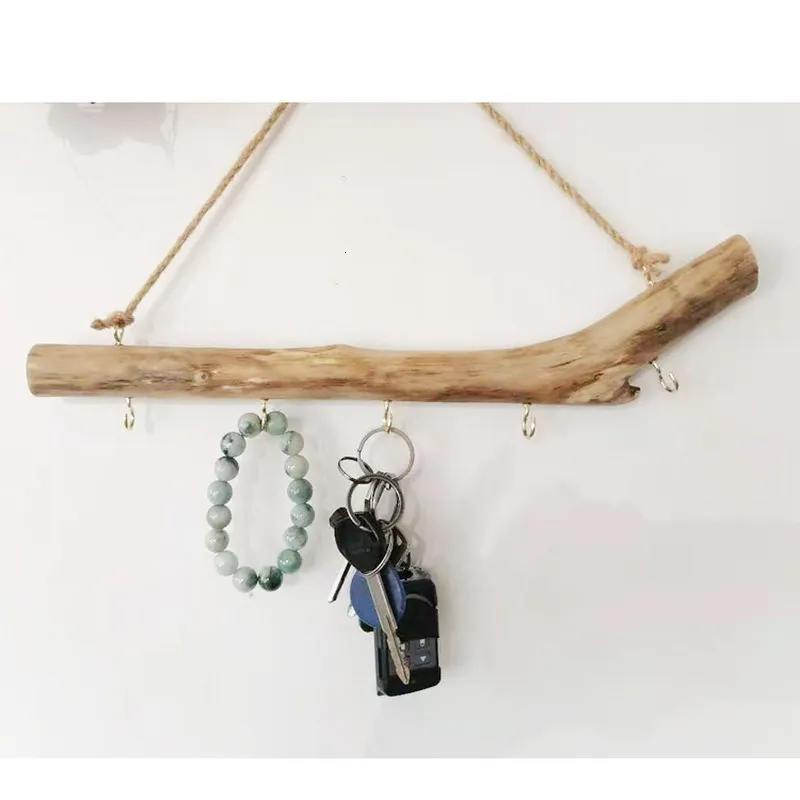 Hooks Rails Natural Driftwood Branch Decoration Hanging Solid Wood Wall Storage Rack Home Jewelry 230327