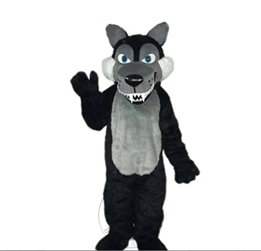 Customizable Adult Black Wolf Husky Dog Mascot Costume For Halloween And Carnival From