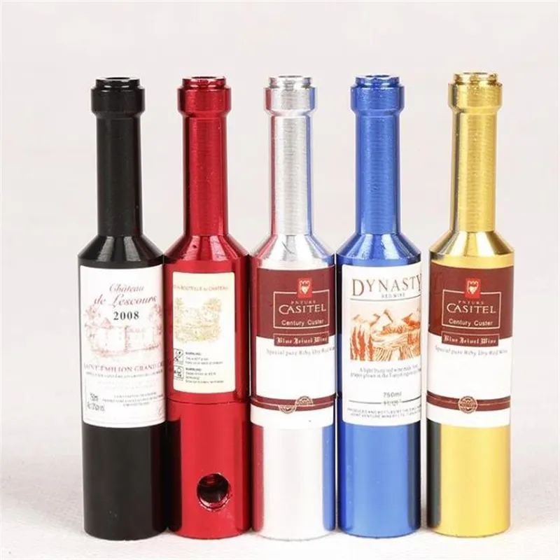 Pipas para fumar Aleación de aluminio botella de vino tinto longitud del tubo 68 MM