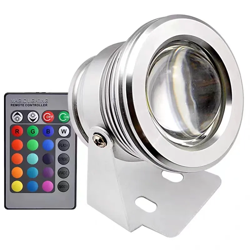 Wodoodporna IP68 12V 85-240V 10 W Outdoor Light LED LED Fontanna Lampa basenowa podwodne światła z 24-keake IR Pilot Controller