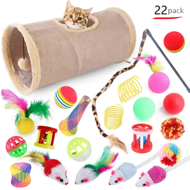 Pet Cat Toy Set Plush Washway Cat Stick Interactive Bell Ball Toy Toy Cat Supplies