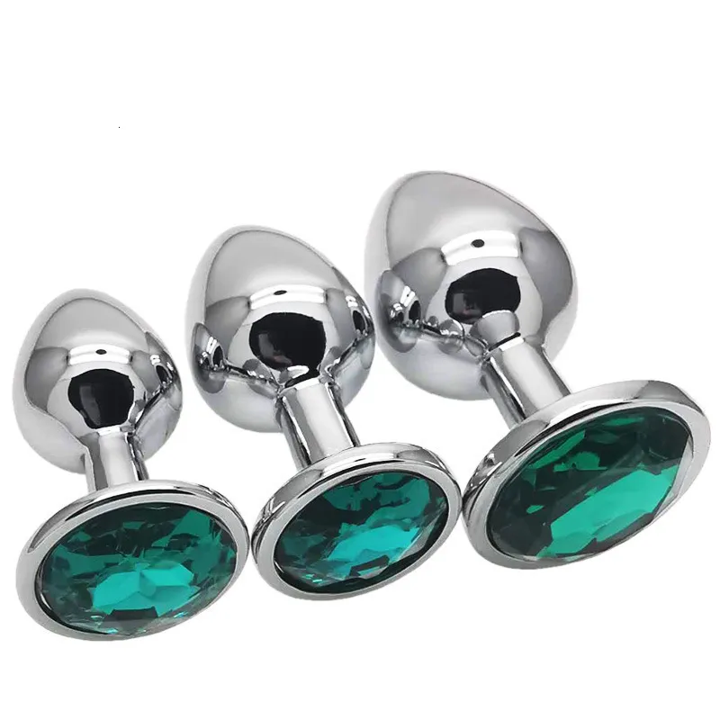 Zestaw 3 metalowych silikonowych diamentowych zatyczek analnych z seks-zabawkami dla kobiet i mężczyzn, par i dorosłych._voghion.com