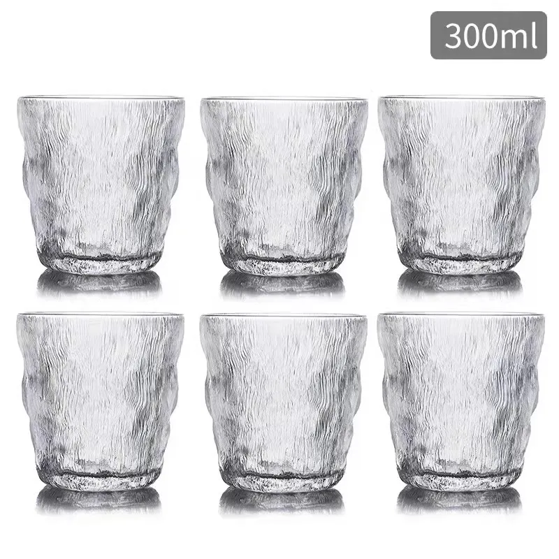 Ins Style The Clear Grey Amber Green Blue Purple Gradiet Color Heavy Glacier Glass Tumbler Cup Gold Rim