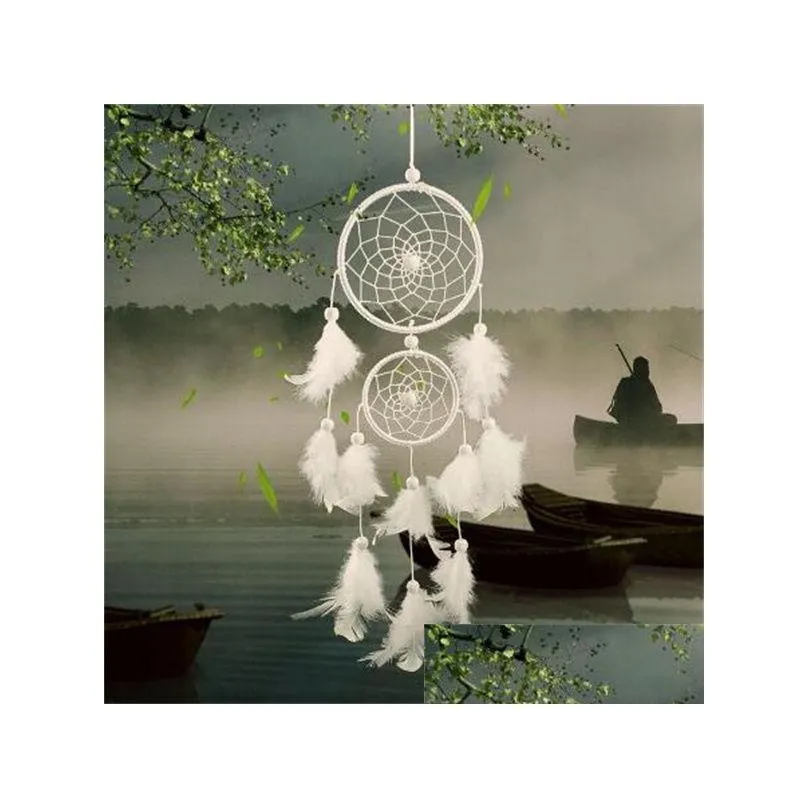 Nyhetsartiklar Dream Catcher Room Decor Feather Weaving Catching Up the Angle Dreamcatcher Wind Chimes Indian Styl DHBZF