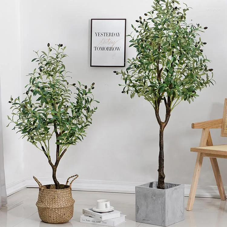 Decorative Flowers Indoor Decoration 150cm 5ft Artificial Faux Olives Plant Silk Leaf Olive Tree With Pot