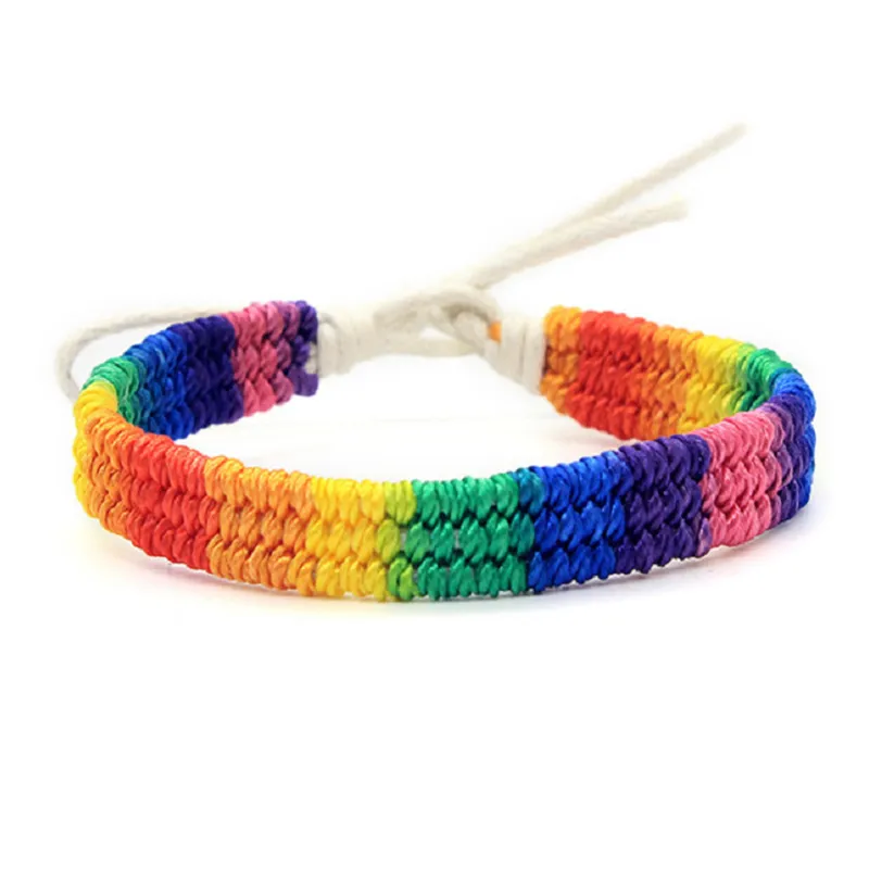 Bracelet arc-en-ciel tissé à la main, Bracelet d'amitié pour Couple, accessoires de mode